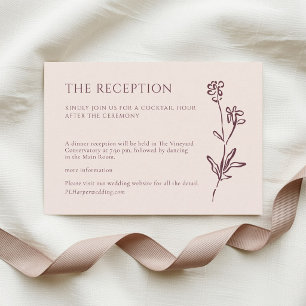 Cartão De Informações Blush Cream & Burgundy Casamento Floral Elegante