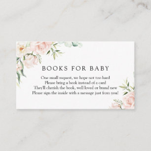 Cartão De Informações Blush Florals e Greenery Books para Baby Enclosure