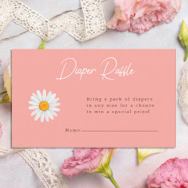 Cartão De Informações Blush Pink Daisy Floral Baby Shower Diaper Raffle