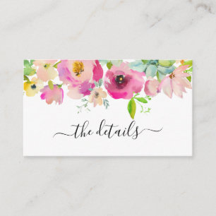 Cartão De Informações Blush Pink Greenery Boho Floral Detalhes Do Casame