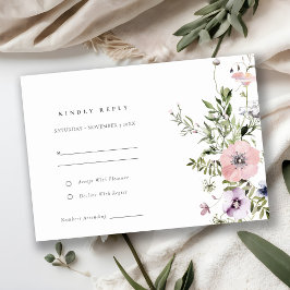 Cartão De Informações Blush Pink Lilac Wildflower Wreath WedRSVP