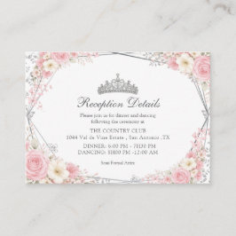 Cartão De Informações Blush Rosa Quinceañera Borboleta Prata