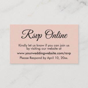 Cartão De Informações Blush Simples Elegante Real RSVP de Casamento