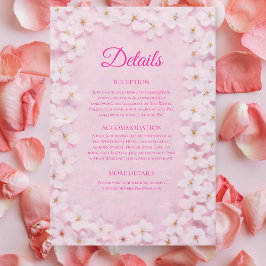 Cartão De Informações Blush Spring Sakura Pink Wedding Details Card