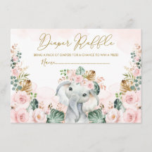 Blush Tropical Boho Elephant Baby Fralda Raffle