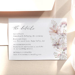 Cartão De Informações Blush Wildflower Floral Wedding Details