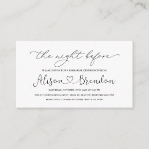 Cartão De Informações Boas-vindas a noite anterior em preto e branco Enc