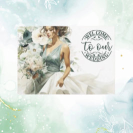 Cartão De Informações Boas-vindas Dusty Blue Eucalyptus Green