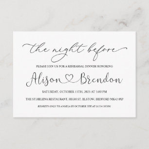 Cartão De Informações Boas-vindas Preto Branco à Noite Anterior