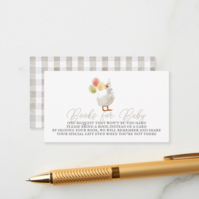 Cartão De Informações Bobo Goose Greige Gingham Livros para Bebê (Frente/Verso In Situ)