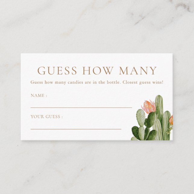 Cartão De Informações Bohemian Cactus Adivinha Quantos Cardsa (Frente)