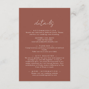Cartão De Informações Boho Abstrato Detalhes do Casamento Rust Maple
