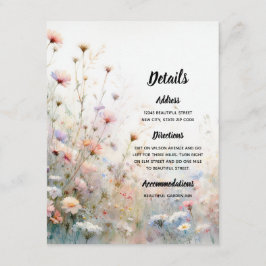 Cartão De Informações Boho Aquarela Floral de Flores Silvestres Personal