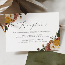 Cartão De Informações Boho Autumn Floral Recepção de casamento