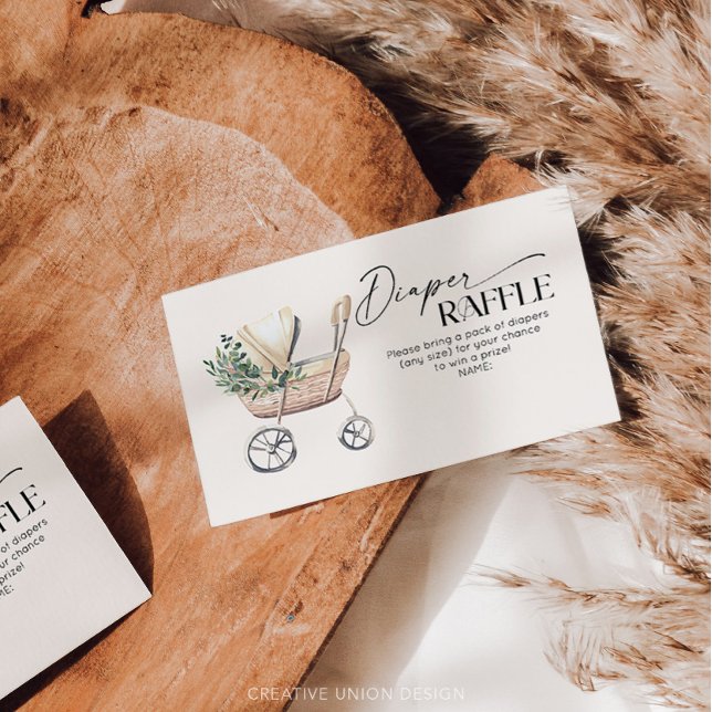 Cartão De Informações Boho Baby Stroller Gênero Fralda Neutra Raffle (Diaper Raffle Cards)