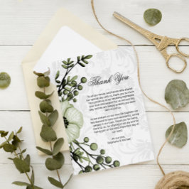 Cartão De Informações Boho Berry Wreath Green Wedding Obrigado