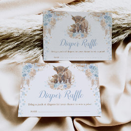 Cartão De Informações Boho Blue Floral Highland Fralda Raffle