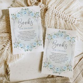 Cartão De Informações Boho Blue Silver Garden Flores Livros para Bebê