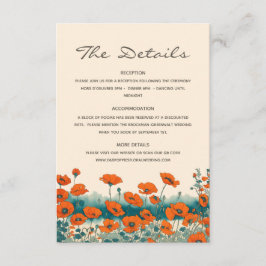 Cartão De Informações Boho Bohemian Wildflower Detalhes Código QR Casame