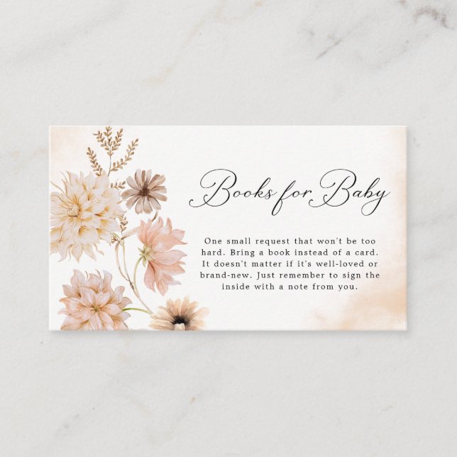Cartão De Informações Boho Botânico Gênero Neutro Livros para Bebê (Frente)