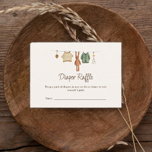 Cartão De Informações Boho Boy Clothes Chá de fraldas Fralda Raffle