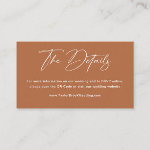 Cartão De Informações Boho Burnt Orange Wedding Website Qr Code