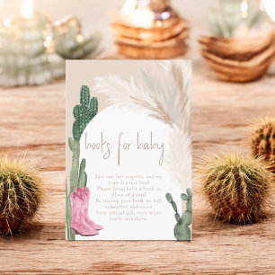 Cartão De Informações Boho cactus pampas bebe traz um livro