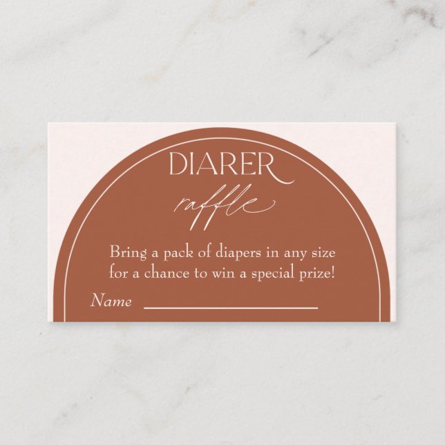 Cartão De Informações Boho Chá de fraldas Fralda Raffle (Frente)