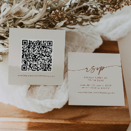Cartão De Informações Boho Chic Bohemian Cream Wedam Código QR RSVP