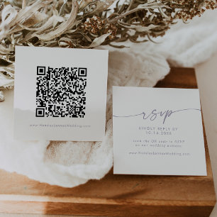 Cartão De Informações Boho Chic Dusty Purple Weding Código QR RSVP