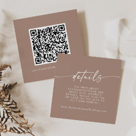 Cartão De Informações Boho Chic Neutral Taupe Casamento Detalhes do Códi