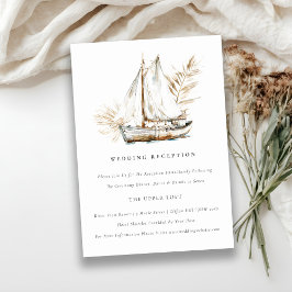 Cartão De Informações Boho Chic Palm Sailboat Recepção de casamento de e