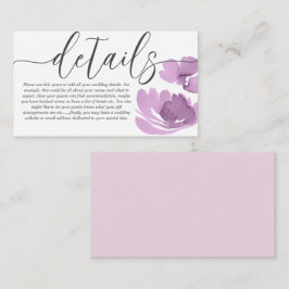 Cartão De Informações Boho Chic Pink Floral Watercolor Detalhes De Casam