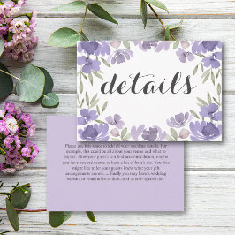 Cartão De Informações Boho Chic Purple Floral Watercolor Detalhes De Cas
