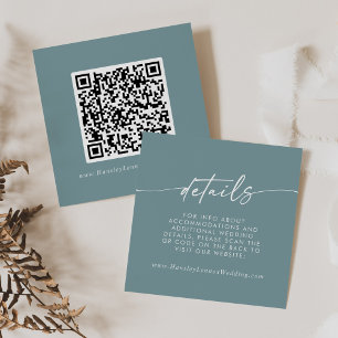 Cartão De Informações Boho Chic Seafoam Teal Wedding Código QR