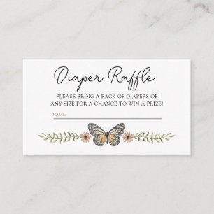 Cartão De Informações Boho Chic Wildflower Fralda Raffle Chá de fraldas