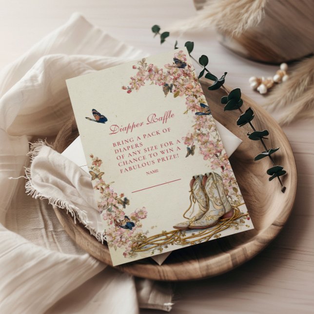 Cartão De Informações Boho Cowgirl Boots Diapper Raffle (Criador carregado)