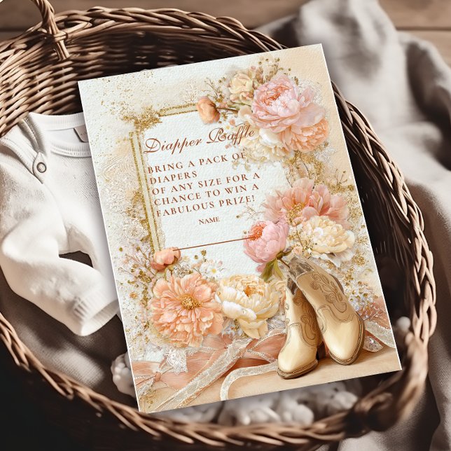 Cartão De Informações Boho Cowgirl Western Diapper Raffle (Criador carregado)