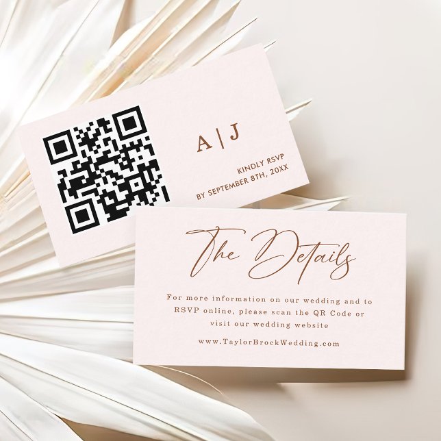 Cartão De Informações Boho Cream e Terracotta Casamento Website qr code (Criador carregado)