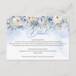 Cartão De Informações Boho Elegante invernais poeirentos, flores azuis e