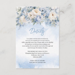 Cartão De Informações Boho Elegante invernais poeirentos, flores azuis e