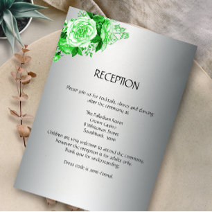 Cartão De Informações Boho Emerald Rosa Silver Recepção de casamento