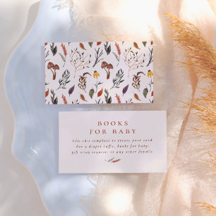 Cartão De Informações Boho Floral Fall Watercolor Chá de fraldas