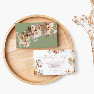 Cartão De Informações Boho Floral Gênero Pedido de Livro Neutro