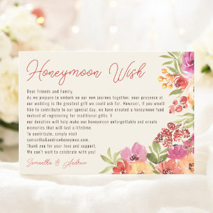 Cartão De Informações Boho Floral Honeymoon Chá de panela