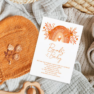 Cartão De Informações Boho floral laranja arco-íris traz um livro