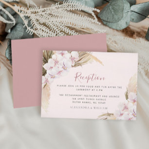 Cartão De Informações Boho Floral Pampas Recepção de casamento Orquídea