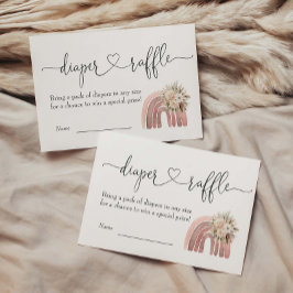 Cartão De Informações Boho Floral Rainbow Girl Fralda Raffle
