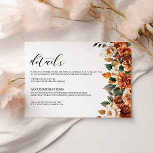 Cartão De Informações Boho Floral Terracotta Watercolor Casamento