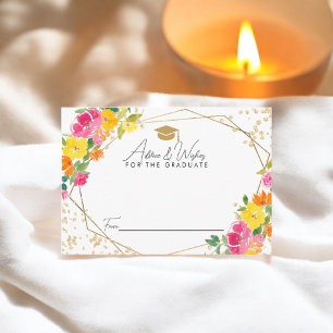 Cartão De Informações Boho Floral Watercolor Dourado Formando Advice Des